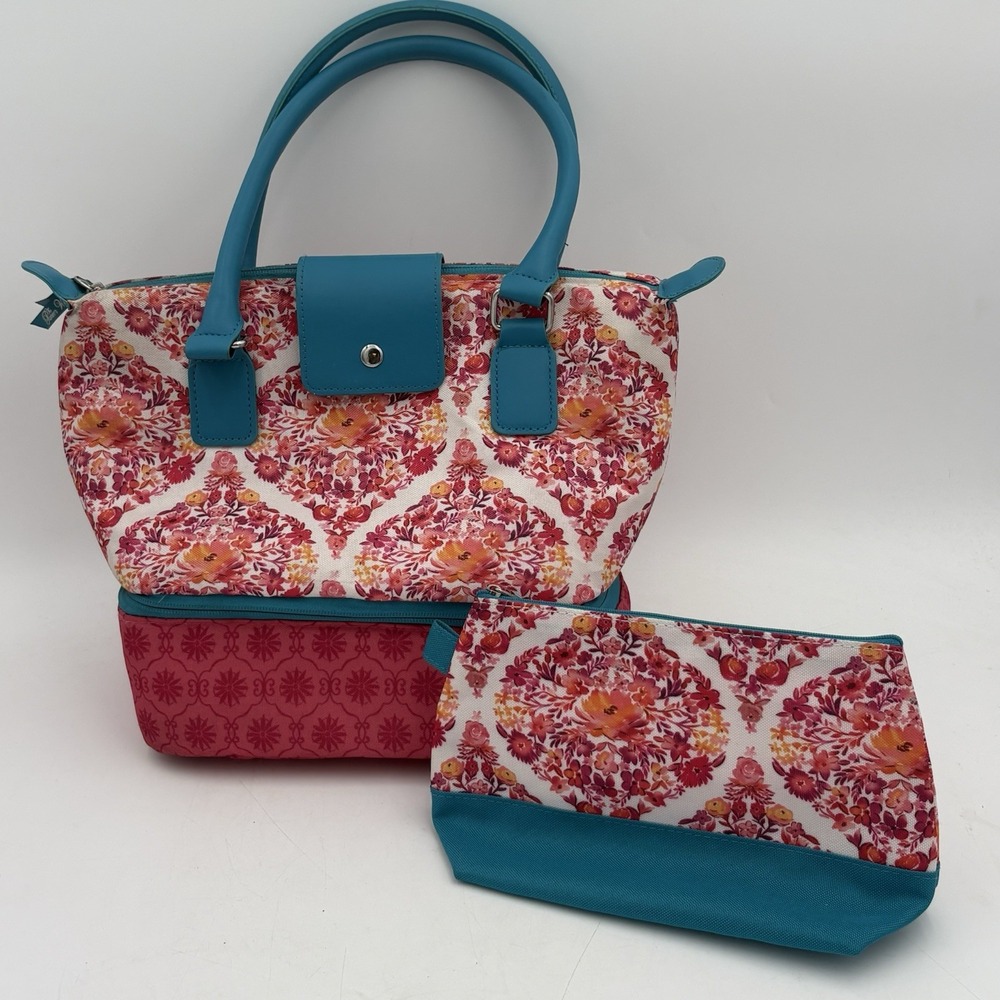 The Pioneer Woman Floral Insulated Lunch Tote Kit Set‎ Snack Bag 2 Compartments